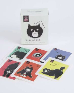 Creative tea postcard tea with dairy cow cat.